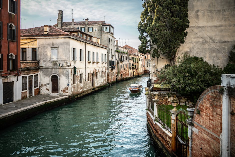 Quaint canal view with classic Italian architecture in Venice, Italy